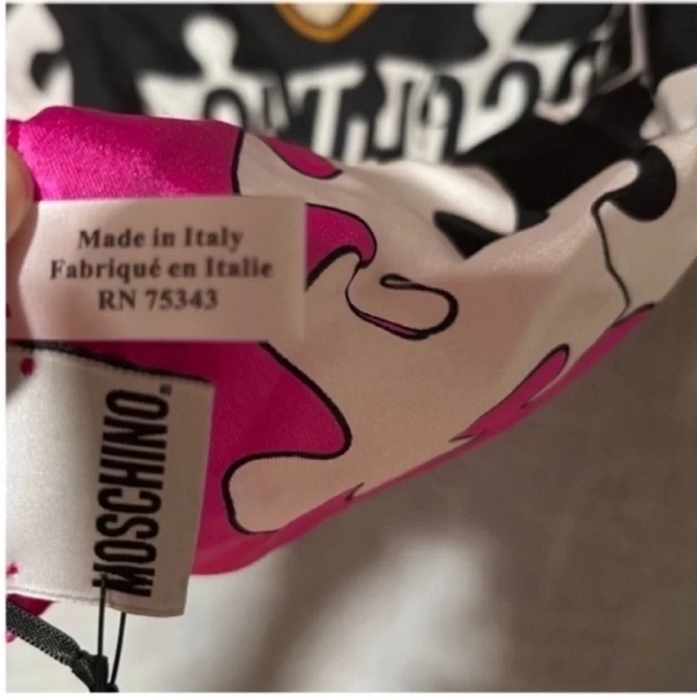 Moschino Bear Puzzle Scarf - Black, White, Pink